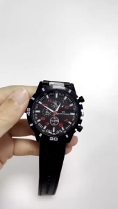 Quartz Watch For Men Silicone Strap Waterproof Watch Sporty Style Male Watch