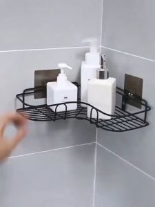 BOSSLU Rak Dinding Bahan Besi Bentuk L Rak Sudut Tempat Penyimpanan Sabun atau Dapur 5LH51