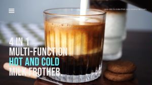 HiBREW 4 in 1 Milk Frother Frothing Foamer Fully automatic Milk Warmer Milk Steamer Cold/Hot Latte Cappuccino Chocolate powder M3A