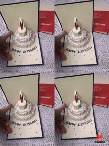 VTOM Happy Birthday Card Special 3D Pop Up Cake Korean Greeting Card Wishes For Besties Friends Family Husband Wife Kids