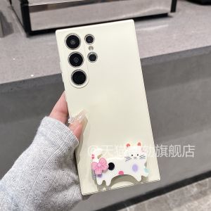 เคสโทรศัพท์ Samsung S25 Ultra แบบใสพร้อมขาตั้ง ป้องกันการตกหล่น น่ารัก เคสโทรศัพท์แบบซิลิโคน สำหรับ Samsung S25 Ultra S24U S23Plus S25 Edge