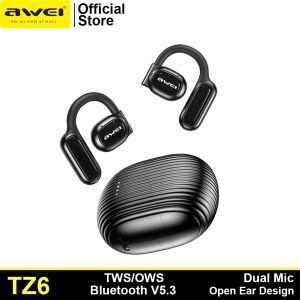 Awei TZ6 ENC OWS Dual Mic Air Conduction Wireless Earbuds Bluetooth V5.3 with Charging Case IPX4 Waterproof HD Call