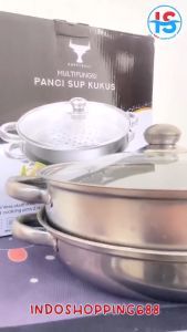 PANCI STEAMER STAINLESS 4 KUPING DENGAN TUTUP KACA