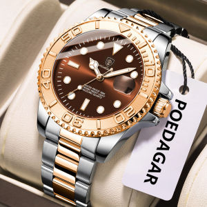 POEDAGAR Top Luxury Man Clock Waterproof Stainless Steel Luminous Date Mens Watch Fashion Business Quartz Watches For Men Reloj
