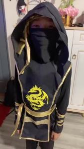 Miniso | Black Ninja Costume Boy Halloween Japanese Samurai Costume Kid Anime Muscle Costume with Foam Accessories Best Children Gift