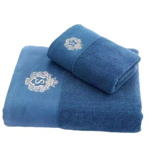 Blue Cotton Towels Set of 21pcs 35x75cm Hand Face Hair Towel and 1pcs 70x140cm Big Shower Bath Towel Cover Daily Use Towels