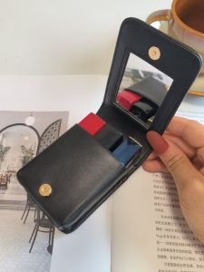 Small @ Ck Lipstick Pack Small Size Leather Cosmetic Bag Lipstick Storage Small Bag Portable Mirror Makeup Mini Lipstick Case