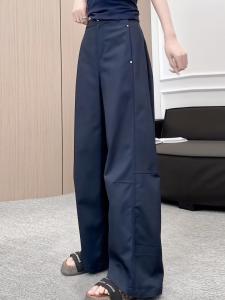 Loose Casual Wide Leg Pants Womens Loose Fit Straight Cut Trousers in Royal Blue Color Lazy Style Spring Autumn New Arrival