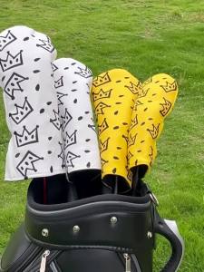 Vỏ Bọc Đầu Gậy Golf Màu Vàng Tươi Có Họa Tiết Vương Miện Thiết Kế Thụy Sĩ Màu Đen Trắng Với Họa Tiết Vương Miện