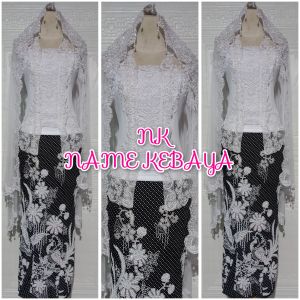 set kebaya akad nikah kebaya kutubaru + rok payet dan slendang mutiara