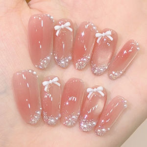 GANGHOU | Beige Cat Eye Medium-Length Nail Stickers