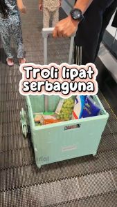 Foldable Trolley Shopping Cart Large Capacity Trolley with Wheel Portable Camping Trolley Troli Lipat 手推车