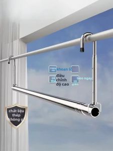 Micoe | Stainless Steel Adjustable No-Drilling Required Telescopic Clothes Drying Rod