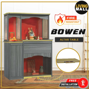 Living Mall Bowen Oriental Altar Table with Top Altar Cabinet Fire Resistant Laminated Board