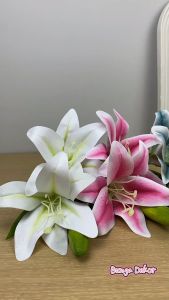 Bunga L2 Lily Latex Cabang 2 Artificial Bunga lili Palsu Tiger Lilies Bahan Lateks Real Touch Silk Flower Hiasan Bucket Rumah Cafe Hotel dan Dekorasi Pelaminan Premium Berkualitas Murah