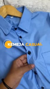 Pakaian Pria Kemeja Distro Formal Kekinian Polos Lengan Panjang Bonus Masker