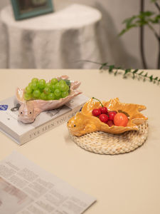 Creative Ceramic Fish Shaped Dry Fruit Snack Plate Fruit Tray Living Room Coffee Table Home Decor Multi Functional Storage Tray
