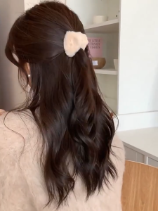 JS SHOP 1Pcs Sweet Style Cat Ear Shape Plush Hair Clips Trendy Fluffy Versatile Women Hairpins