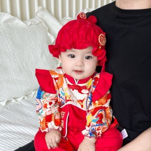 Princess Style Baby Girls Cotton Fishing Cap Autumn Winter Festive Fashionable Red Short Brim Hat for Infants And Toddlers