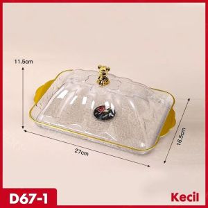 Dekorasi Nampan Tray Mewah/Nampan Dengan Pegangan Handle Gold/Snack Fruit Tray