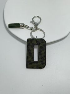 New Military Green PU Leather Handmade Oil Edge Letter Tassel Keychain Pendant Car Accessories Keychains Handbags Tassels