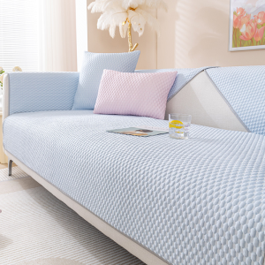 （COD）ผ้าคลุมโซฟาผ้าไหมน้ำแข็ง ผ้าหุ้มโซฟา รุ่นยูนิเวอร์แซล คลุมโซฟาทั้งตัว 1/2/3/4ที่นั่ง，ผ้ายืดไหมน้ำแข็ง，กันเหงื่อ กันลื่น สวยงาม