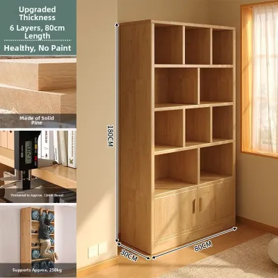 Solid Wood Children Storage Bookshelf Multiple Layers