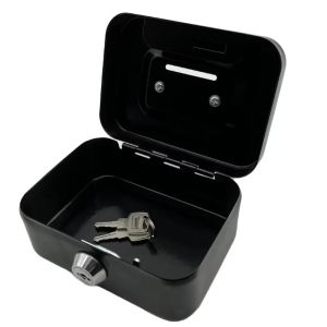1PC Metal Key Lock Cash Box with Handle Small Kids Money Organizer Storage Box with Lockable Cover for Easy Cash Management