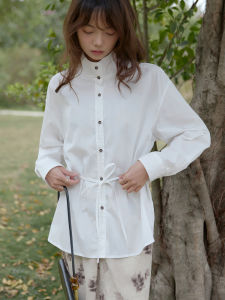 Lili Edit Womens Stand Collar Tie Drape Sun Protection Shirt Spring 2025 Simple Design Outerwear Shirt Cotton Nylon