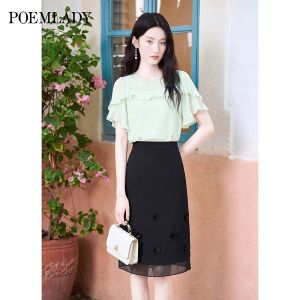 POEMLADY | Designed Lace Trimmed Chiffon Shirt