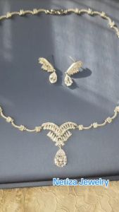Neriza Jewelry/เครื่องประดับเจ้าสาวเพฃรสังเคราะห์เกรดท๊อปประกายไฟเทียบเท่าเพชรแท้ จัดส่งพร้อมกล่องNSW065