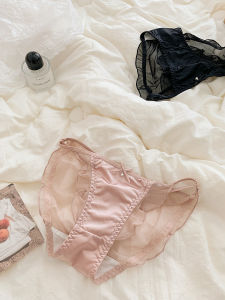 French ลูกไม้ Trim Low เอว สามเหลี่ยม กางเกงชั้นในหญิง ปมผีเสื้อบางสีบริสุทธิ์ เซ็กซี่ กางเกงใน สําหรับหญิงสาว ระบายอากาศได้ดี ชุดชั้นในไนลอน