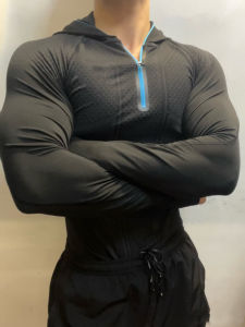 Gym Zipper Hoodie 1.0 Fitness Long Sleeve Mens Autumn/winter Classic Super Hero Cycling Running Speed Dry Hoodie Long T-shirt