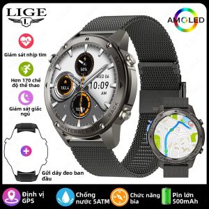 Đồng Hồ Thông Minh GPS Quân Sự Dành Cho Nam Chống Nước Ngoài Trời 5ATM Hỗ Trợ Bơi Lội Gọi Bluetooth Pin 500mAh La Bàn Tương Thích Android Màn Hình AMOLED HD