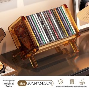 CHUJUN | Black Acrylic CD Storage Rack for Discs Vinyl Records Tapes DVDs and CDs