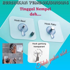 TS Hook Gantungan Rak Model Baut / Paku / Magic Hook Tanpa BOR / MUR Stiker Kait