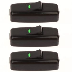10-16A250V Simple Black Inline On/Off Table Lamp Switches Light Boat Shape Switch Wire Cable Switch Accessories