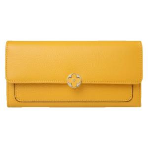 SIFULUN | Lucky Stylish Four Leaf Clover Soft Cowhide Yellow Long Wallet