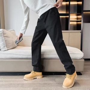 American Style Straight Leg Solid Color Cotton Casual Pants Mens Versatile Trendy Fashionable Comfortable Loose Long Pants