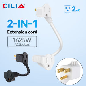 USA Plug3 Prong 12-inch heavy-duty extension cord with 2 AC charging ports and a compact extension cordCable