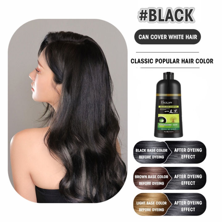 500ML Hair Dye Shampoo Black/Brown Color Shampoo in 5 Minutes All Natural and Organic Ingredients No Irritable Odor Hair Blackening Shampoo