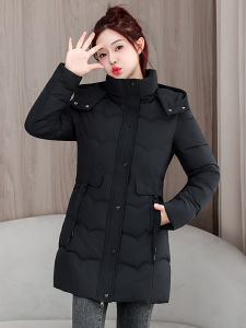 เสื้อแจ็คเก็ตผ้าฝ้ายหนาสำหรับฤดูหนาวปี 2025 สำหรับผู้หญิง ทรงเข้ารูป แขนยาว ปกคุณภาพเยี่ยม ซิป คอวี สีสันสดใส