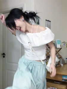 BINKAFENNY | French Style White Ruffle One Shoulder Short Sleeve Shirt Women Summer Design Beautiful Personality Bare Shoulder Top