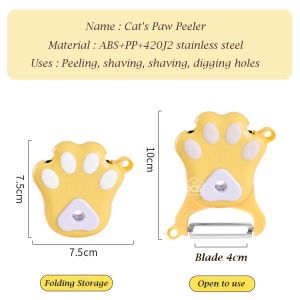 Cats Paw 3-In-1 Peeler Grater Stainless Steel Cucumber Carrot Grater Cutter Multi-Function Fruit Vegetable Peeler Kitchen Tools