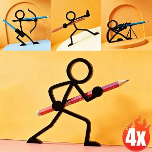 1/4Pcs Pen Container Desk Ornament 3D Printed Stick Figure Pencil Holder Pen Stand Stationery Table Sculpture Gift