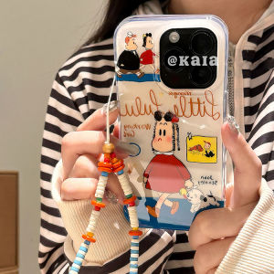 เคสโทรศัพท์แบบครอบเต็มสำหรับ iPhone 16 pro Max พร้อมสายโซ่ ป้องกันการตกหล่น ดีไซน์น่ารักสำหรับผู้หญิง ดีไซน์การ์ตูนสุดน่ารัก