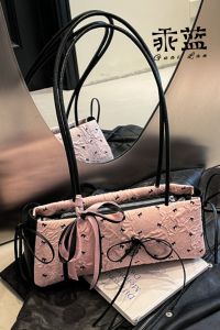 Túi Xách Nữ Màu Hồng Xanh Có Nơ Bướm Túi Xách Tay Đeo Vai Đơn Túi Xách Tay Mềm Thời Trang Ngọt Ngào Túi Xách Tay Thường Ngày