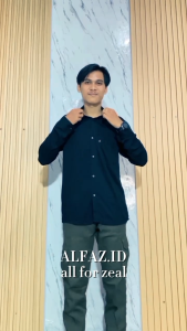 Kemeja Pria Dewasa Lengan Panjang Polos Warna Hitam Bahan Katun Rayon Twill Adem Premium