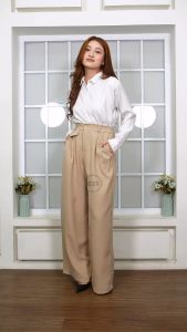 Celana Kulot Kerja Kantor dan Kasual Wanita Panjang Model Pinggang Karet Belakang Hitam Bahan Formal Dasar Premium Quality Celana Kulot Panjang Wanita Celana Panjang Cewek Bahan 02