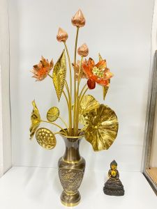 Hoa sen 15 cành bằng đồng không kèm lọ cao 80cm